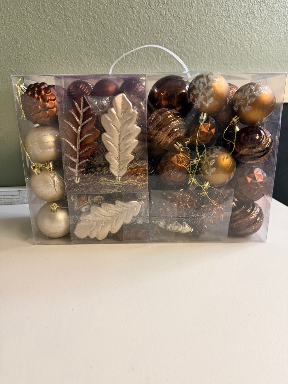 Roberly 95-Piece Christmas Ornament Set Bronze Champagne Cream Woodland